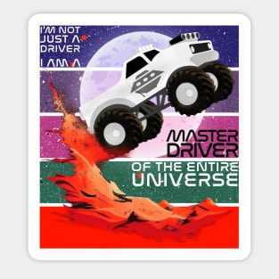 Master Driver of the Entire Universe Monster Truck Design Sticker